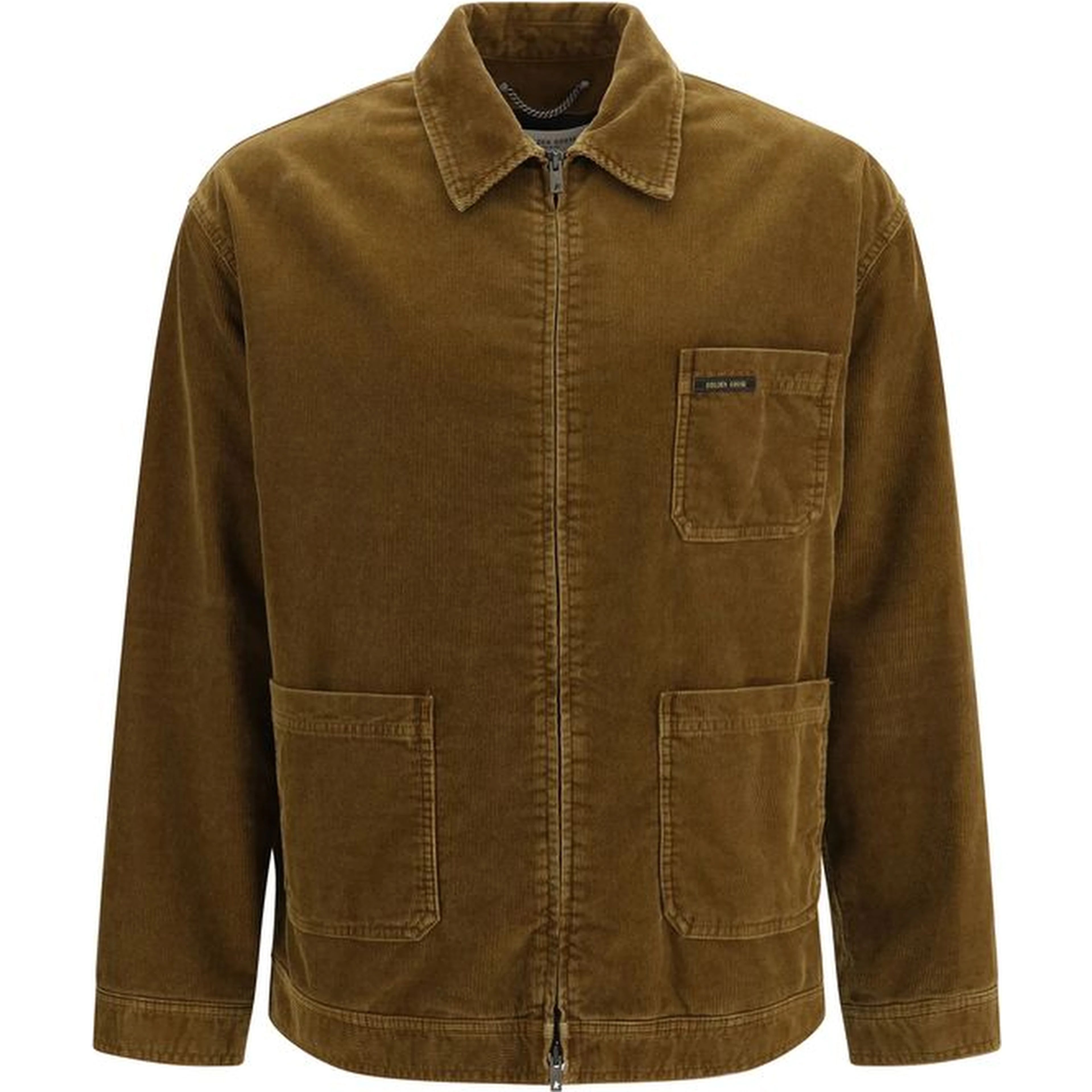 Brown Cotton Full-Length Jacket