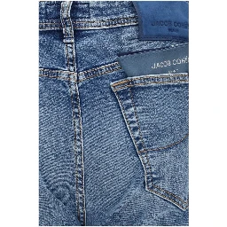 Blue Cotton Tapered Jeans