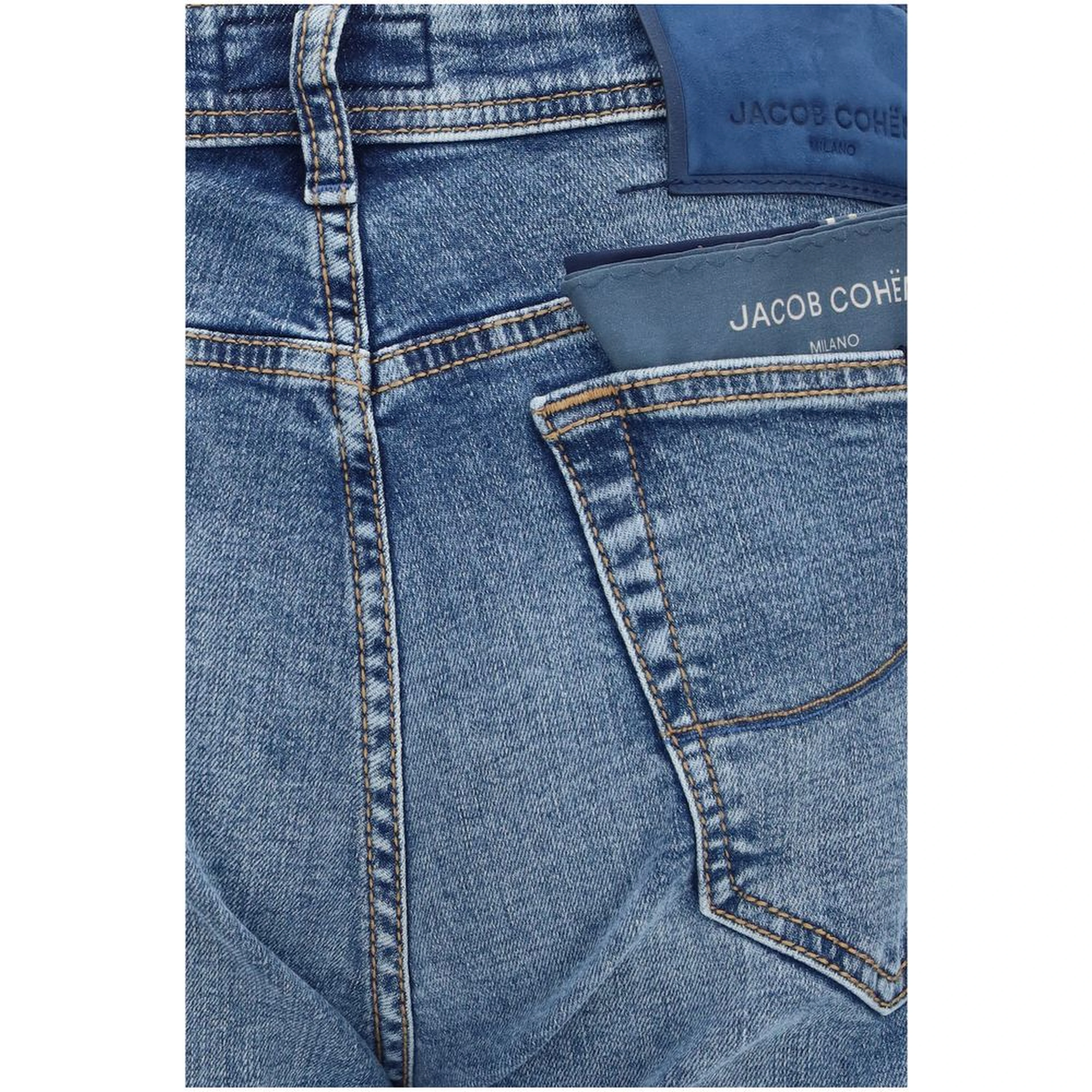 Blue Cotton Tapered Jeans