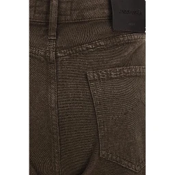 Brown Cotton Straight-Leg Jeans