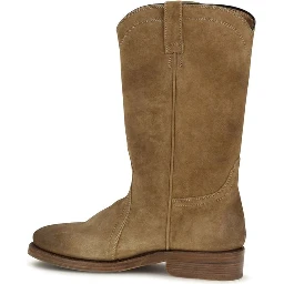 Beige Suede Leather Ankle Boots