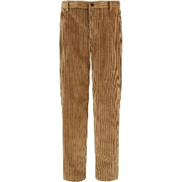 Brown Cotton Casual Pants