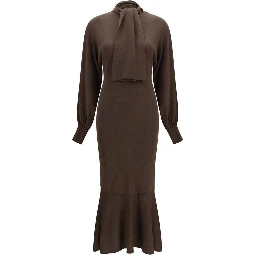 Brown Silk Casual Dress