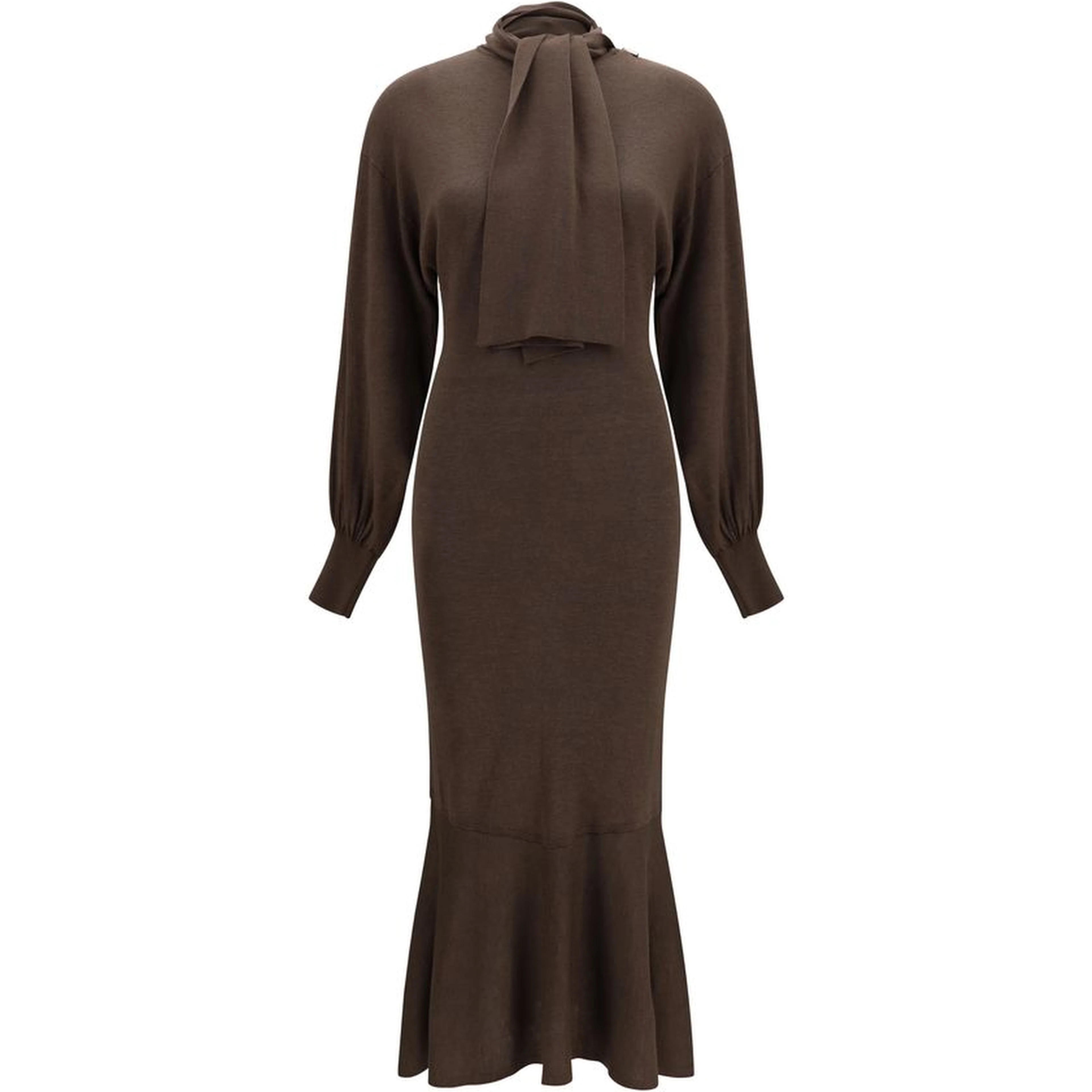 Brown Silk Casual Dress