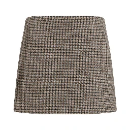 Brown Wool Oves Aries Mini Skirt