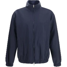 Blue Silk Full-Length Jacket