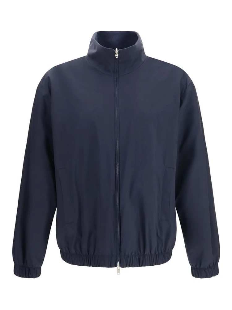 Blue Silk Full-Length Jacket