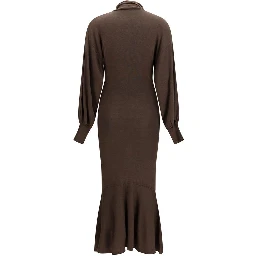 Brown Silk Casual Dress