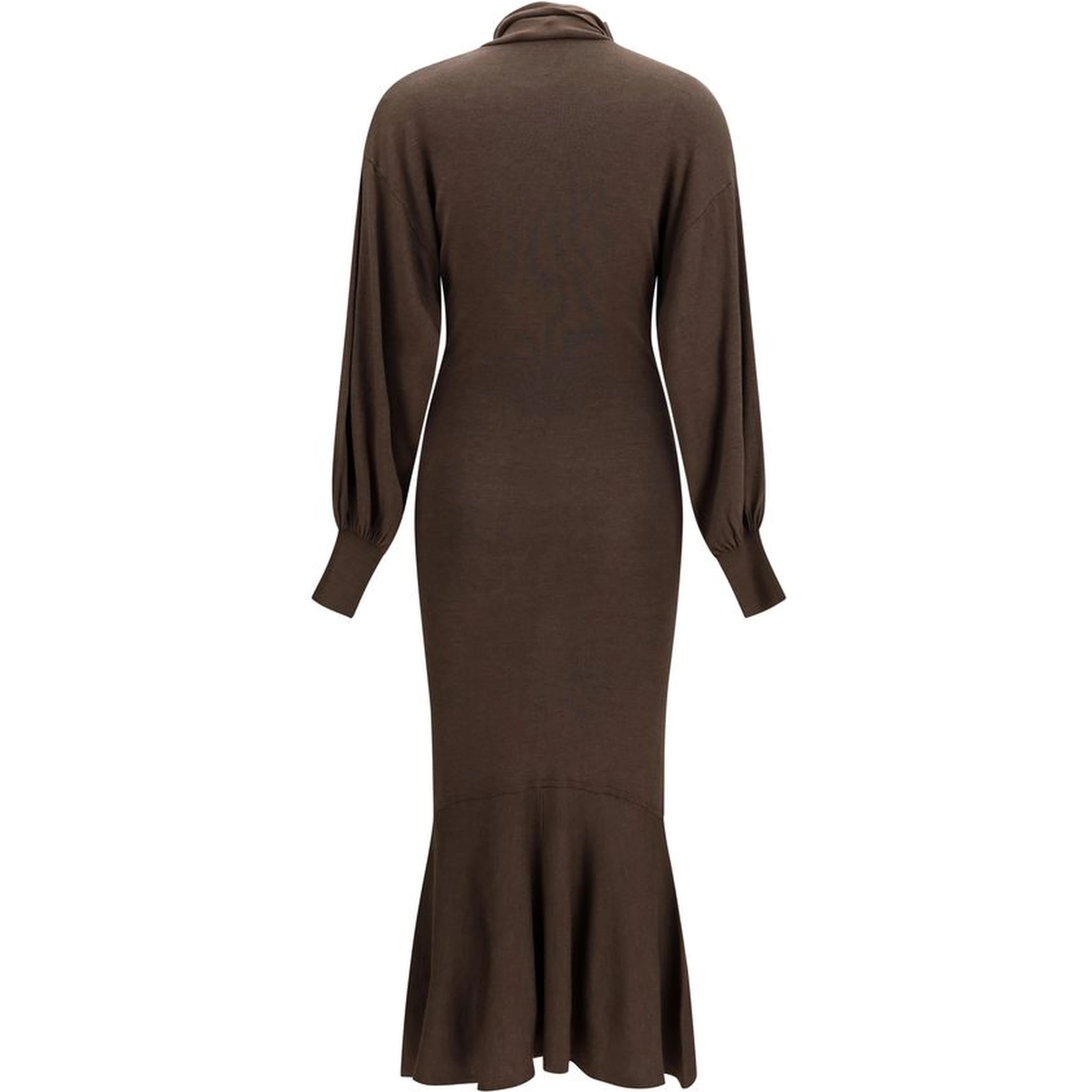 Brown Silk Casual Dress