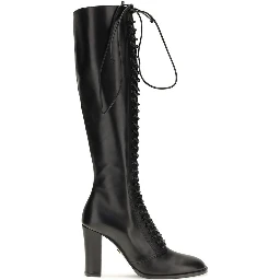 Black Calf Leather Bos Taurus Lace-Up Boots