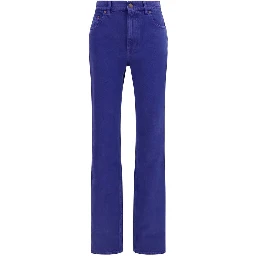 Blue Cotton Straight-Leg Jeans