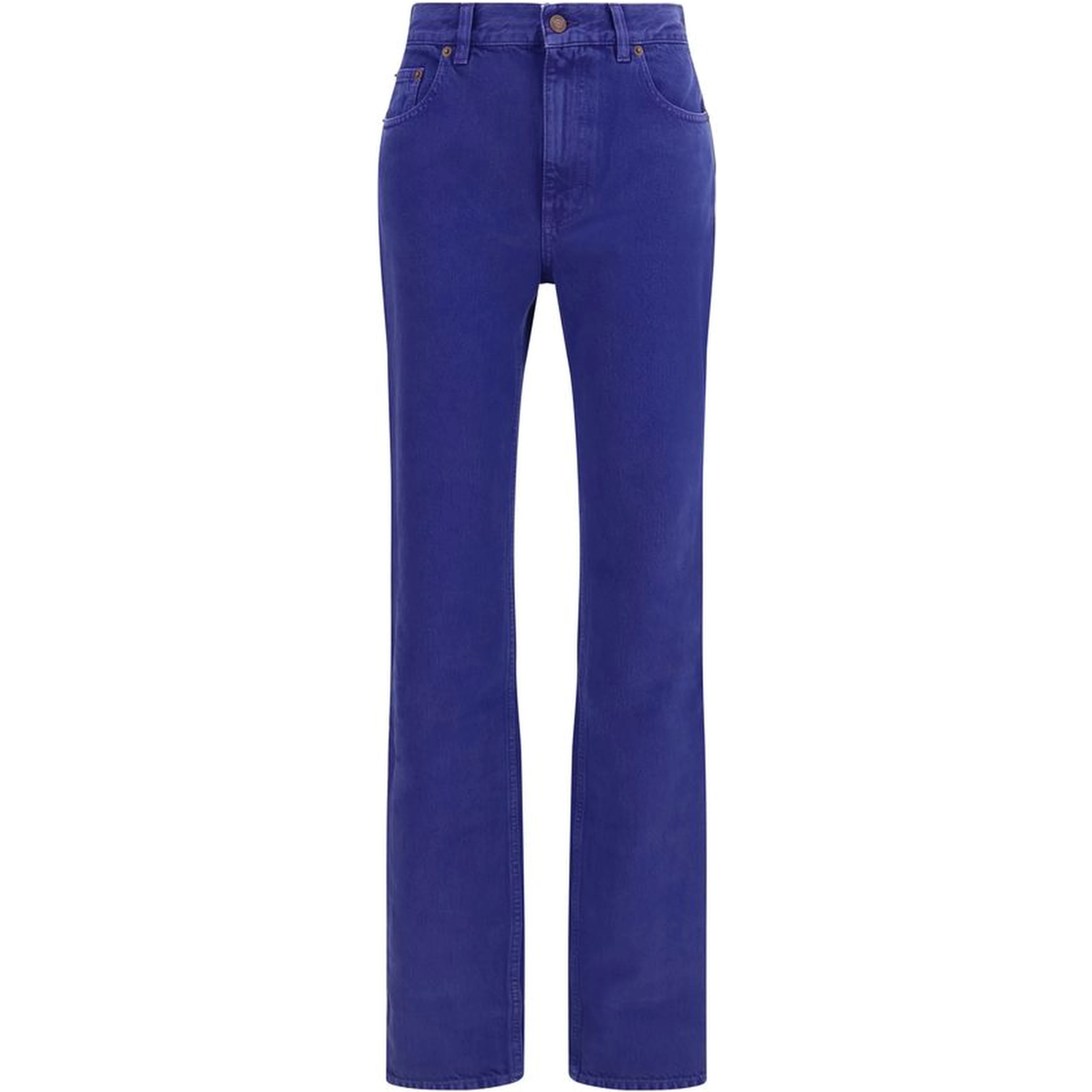 Blue Cotton Straight-Leg Jeans
