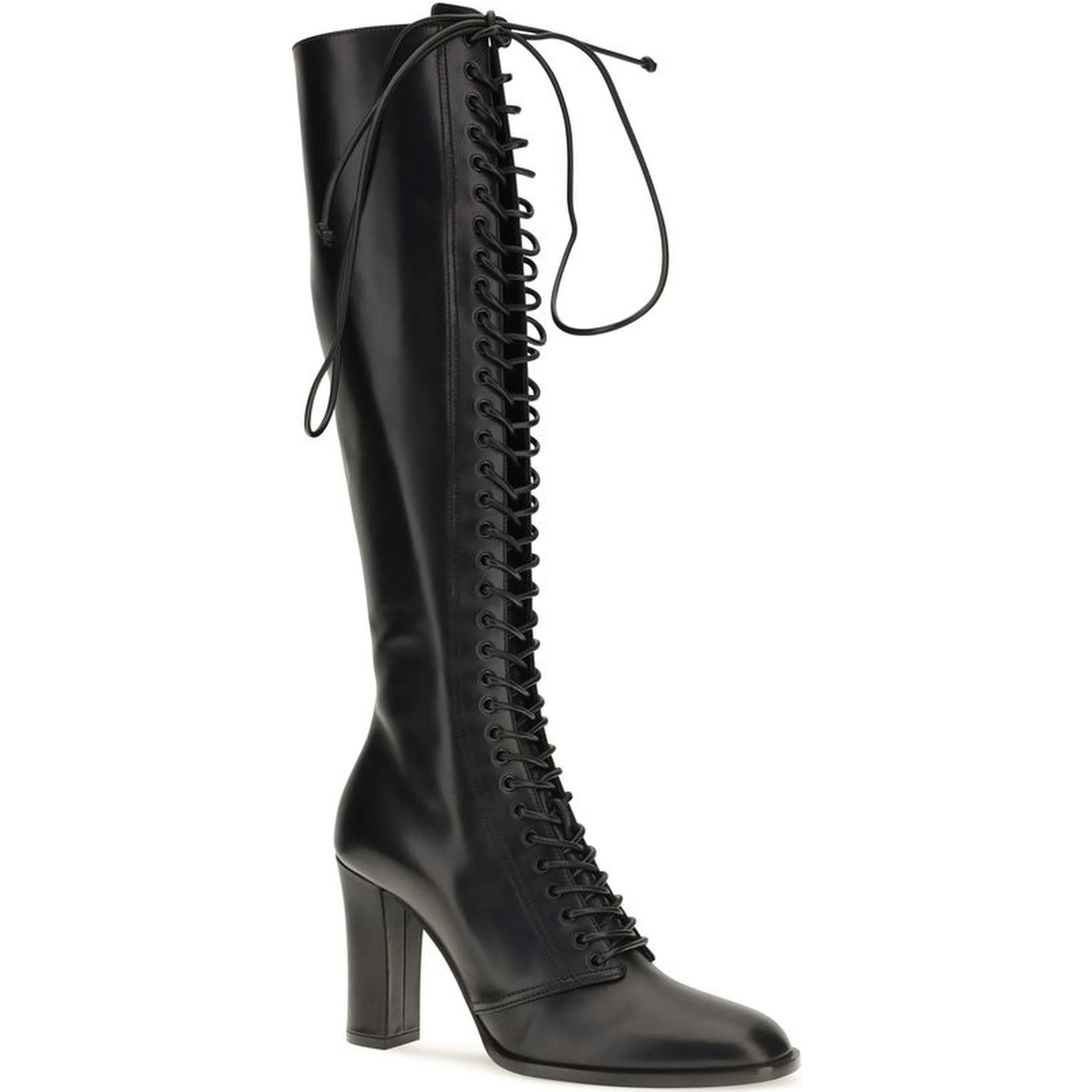 Black Calf Leather Bos Taurus Lace-Up Boots