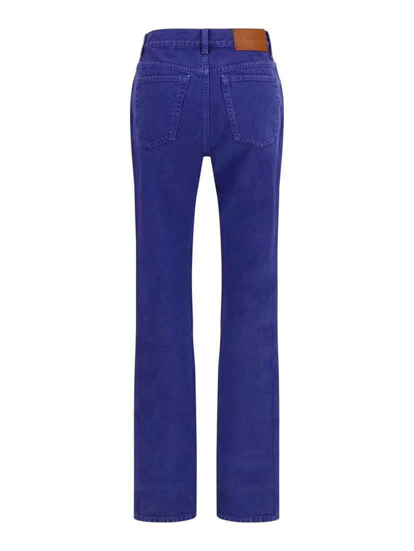 Blue Cotton Straight-Leg Jeans
