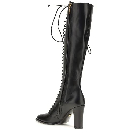 Black Calf Leather Bos Taurus Lace-Up Boots