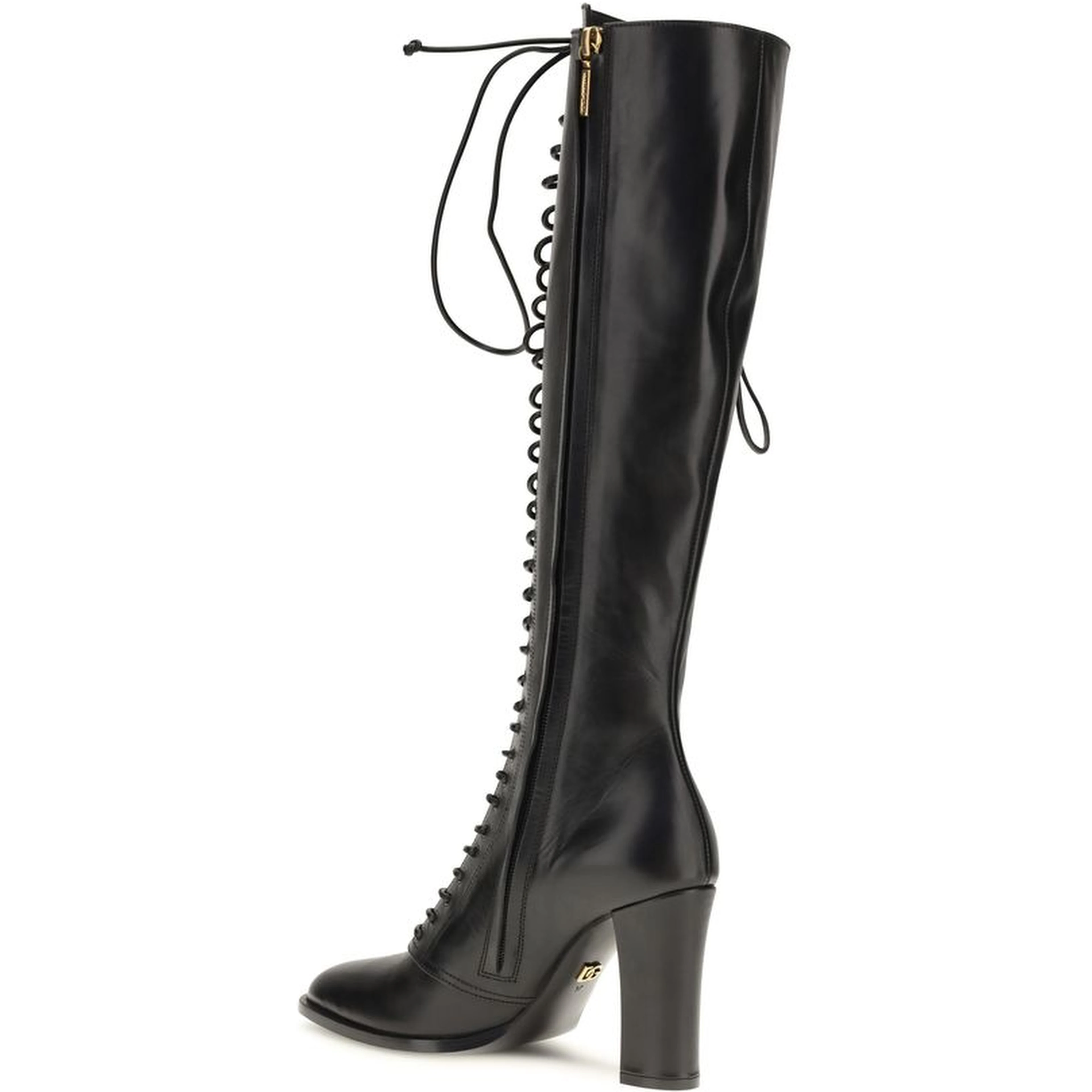 Black Calf Leather Bos Taurus Lace-Up Boots