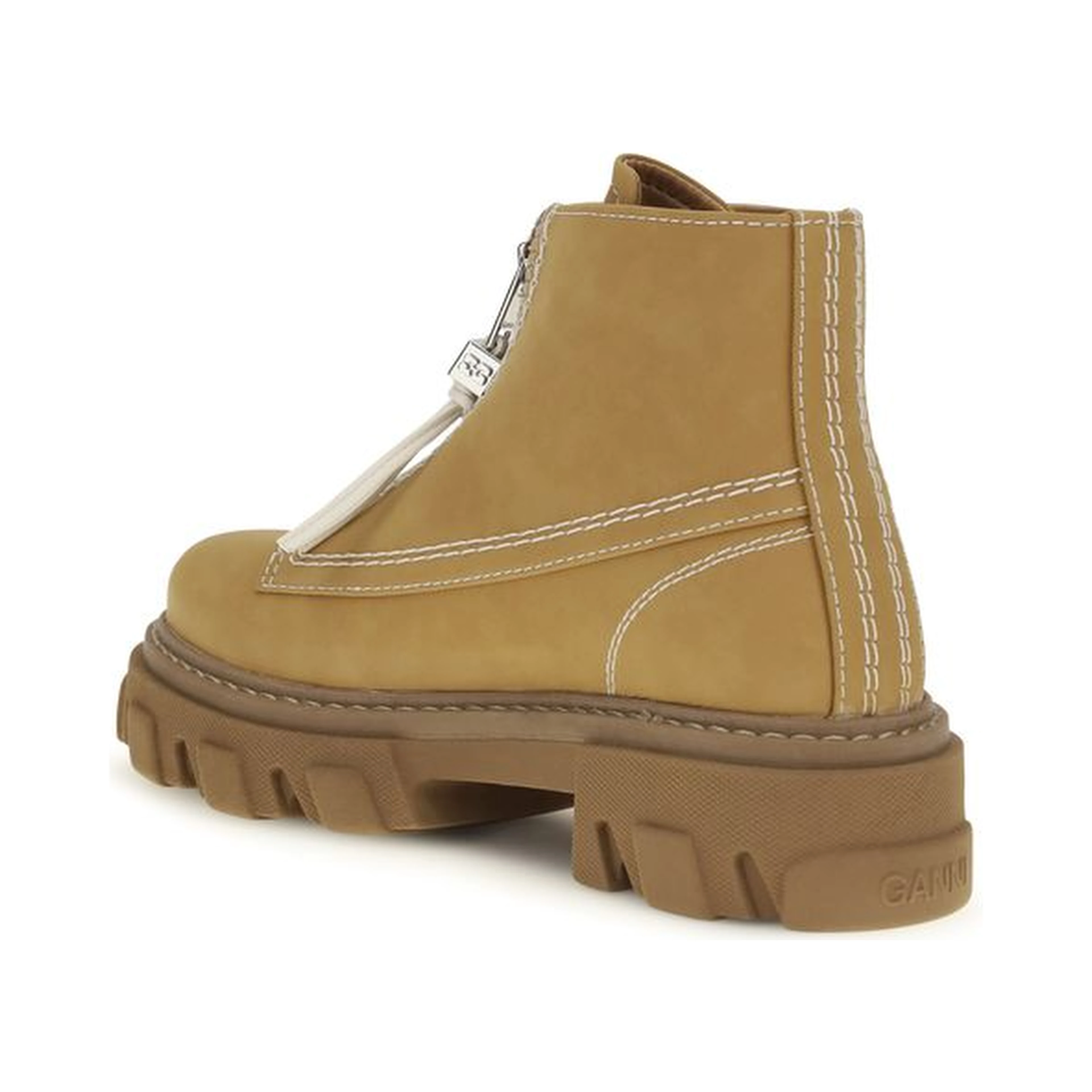 Beige Recycled Leather Lace-Up Boots