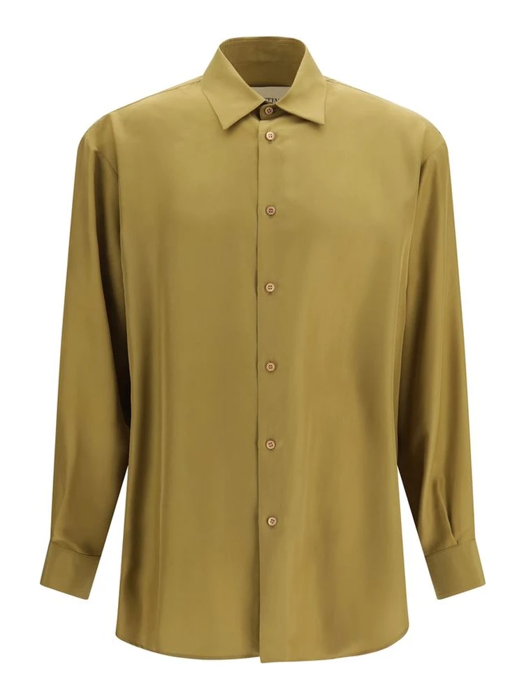 Beige Silk Dress Shirt