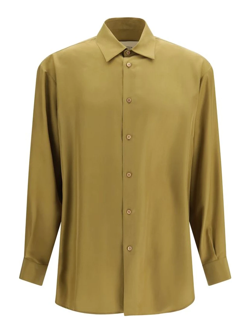 Beige Silk Dress Shirt