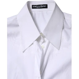 White Cotton Collared Shirt Long Sleeve Top