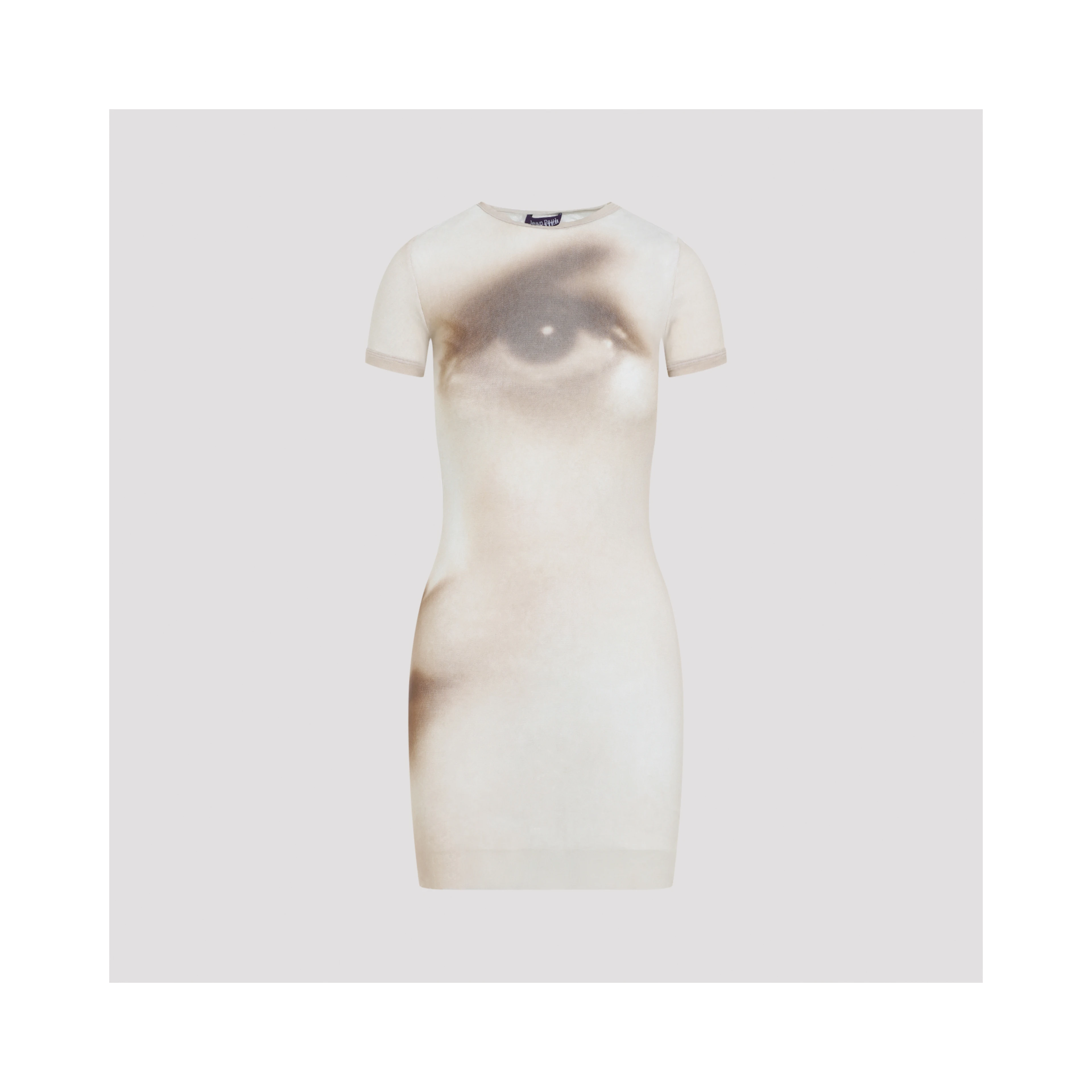 Jean Paul Gaultier Printed Face Mesh Short Dress