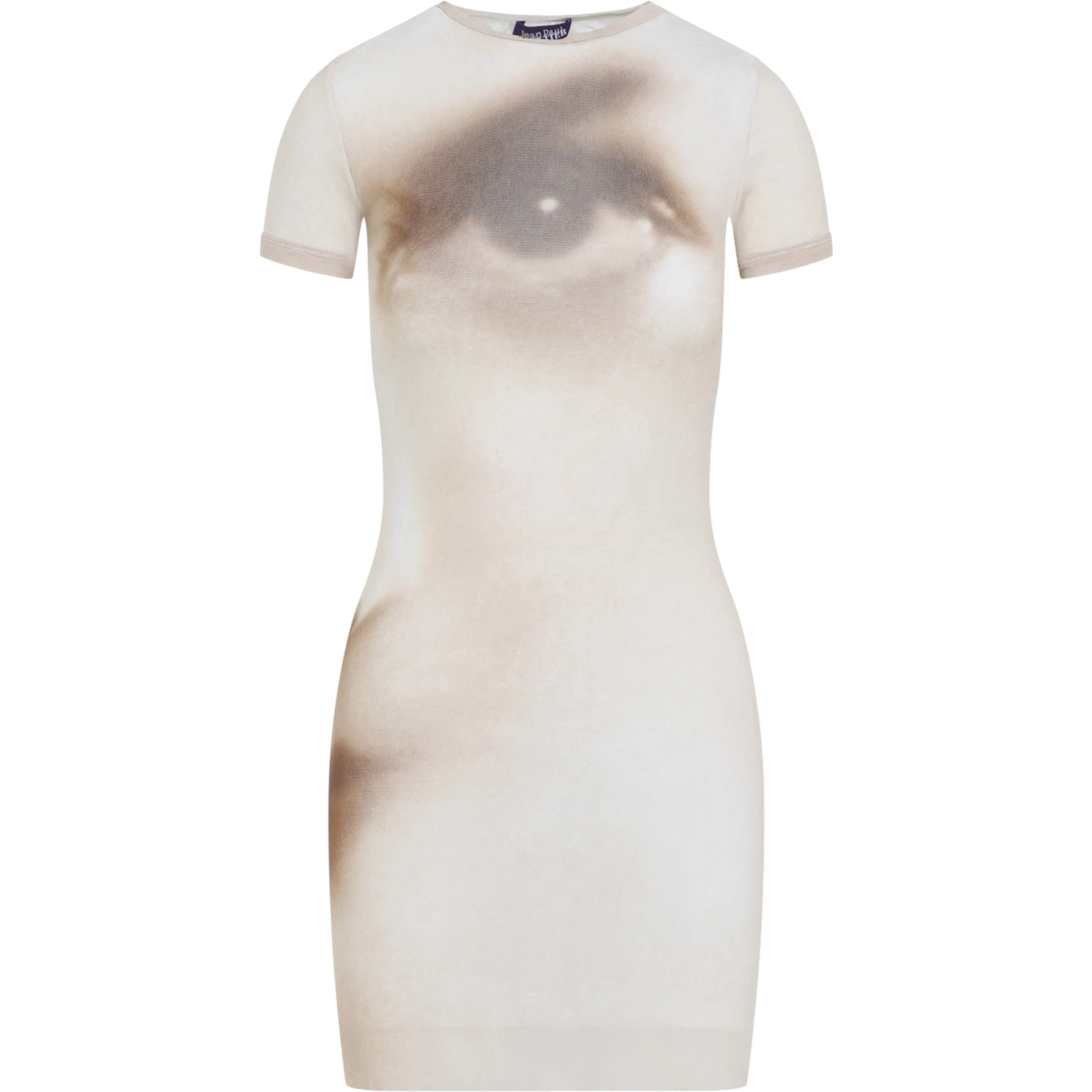 Jean Paul Gaultier Printed Face Mesh Short Dress