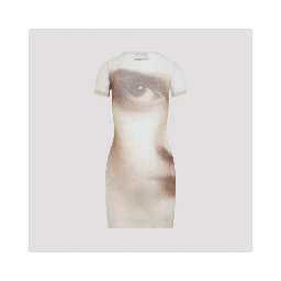 Jean Paul Gaultier Printed Face Mesh Short Dress