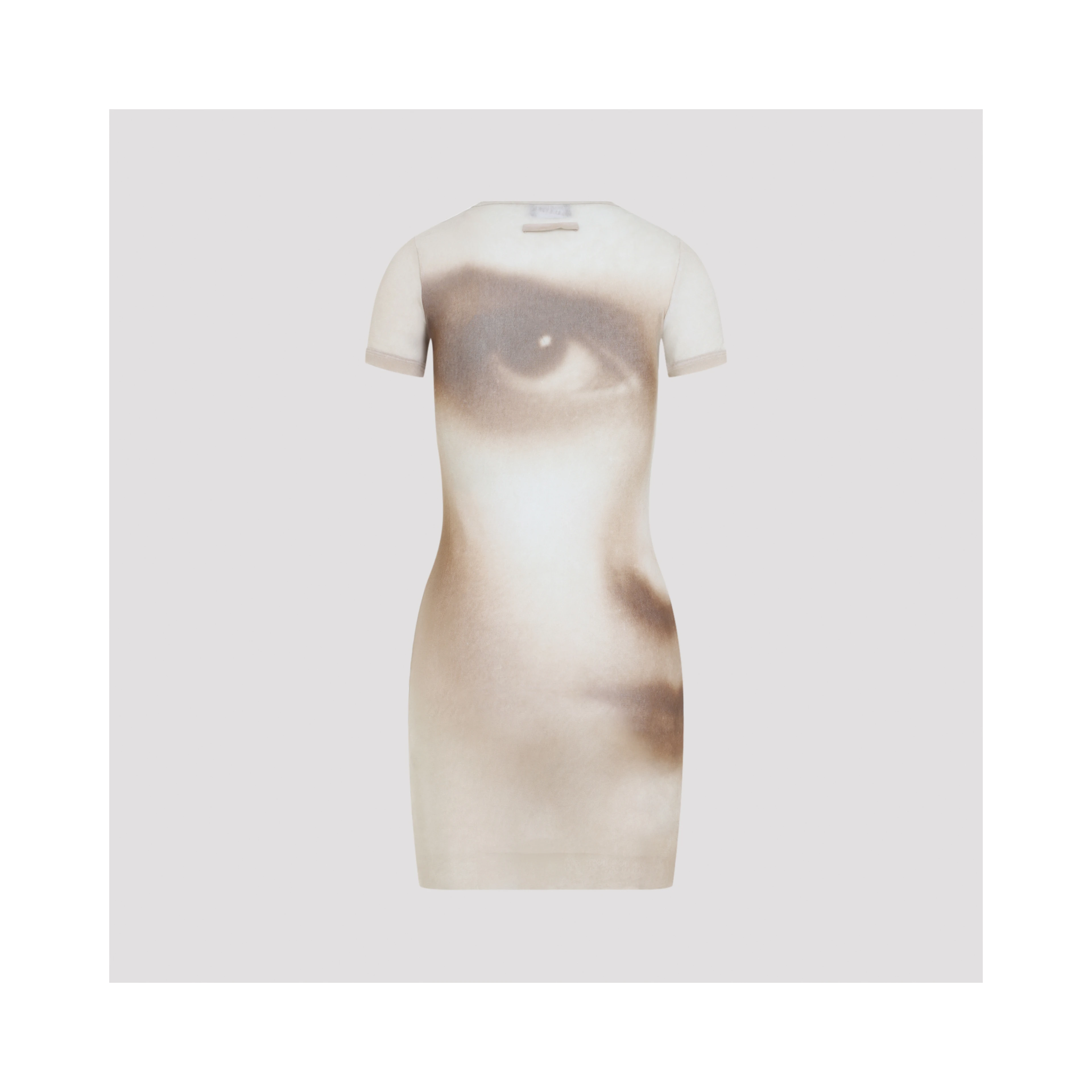 Jean Paul Gaultier Printed Face Mesh Short Dress