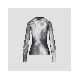 Jean Paul Gaultier Printed Smoking Woman Mesh Long Sleeves Top