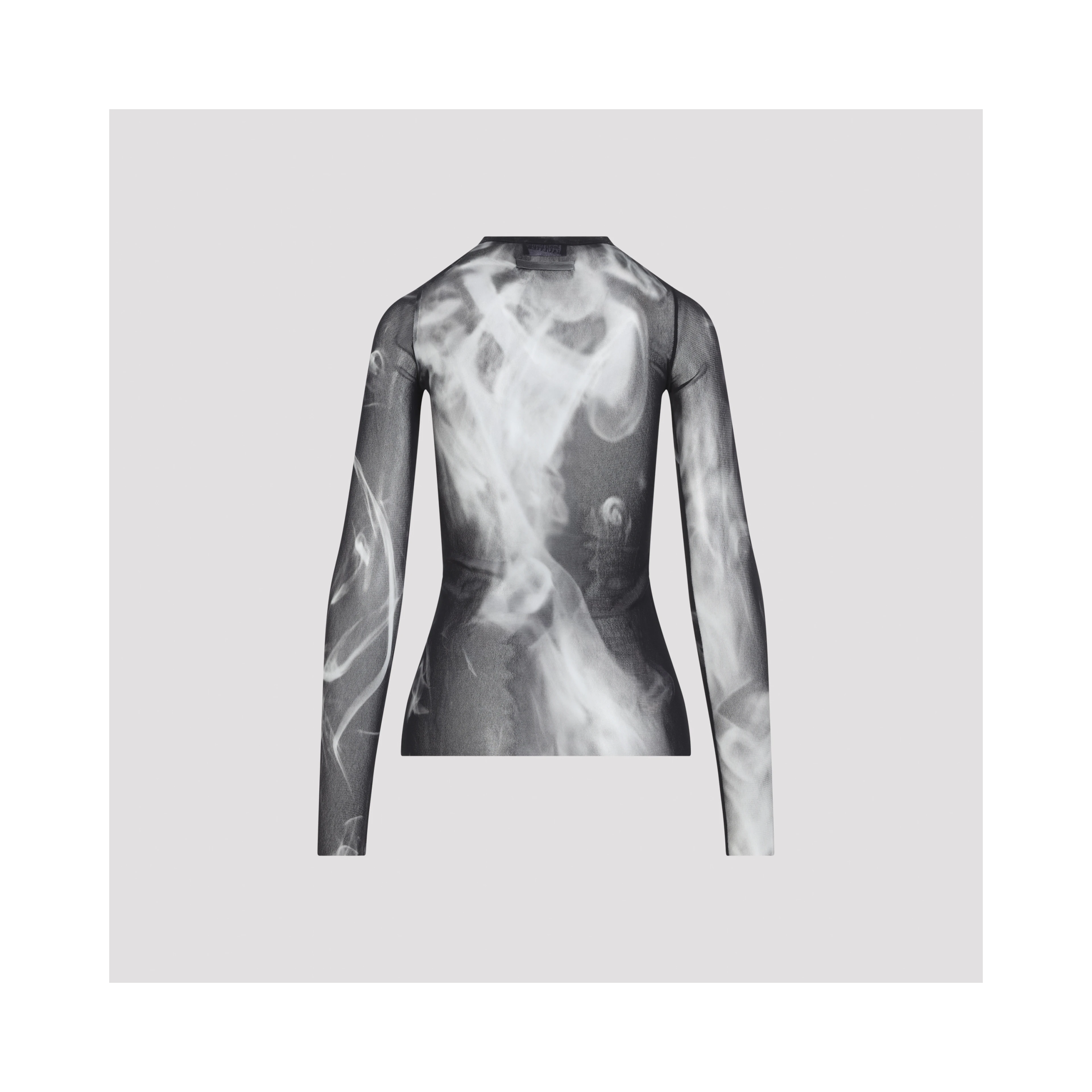 Jean Paul Gaultier Printed Smoking Woman Mesh Long Sleeves Top