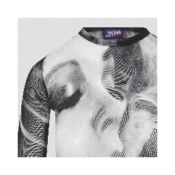 Jean Paul Gaultier Printed Smoking Woman Mesh Long Sleeves Top