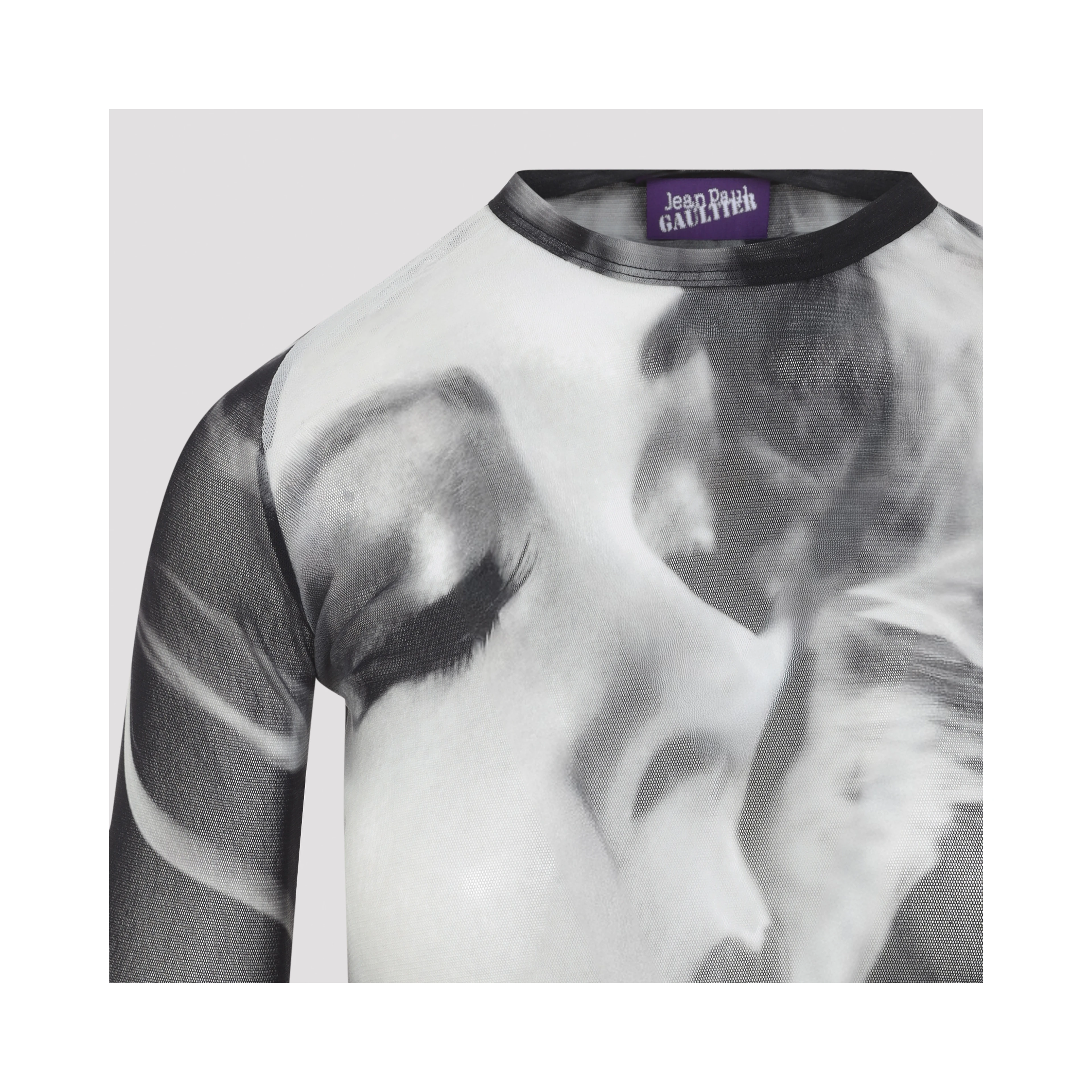 Jean Paul Gaultier Printed Smoking Woman Mesh Long Sleeves Top