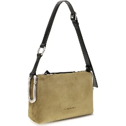 Beige Suede Leather Shoulder Bag