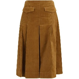 Brown Cotton Long Skirt