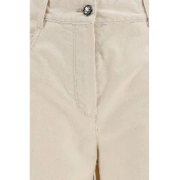 White Cotton Casual Pants