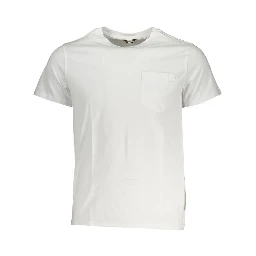 Elegant White Cotton T-Shirt with Pocket Detail