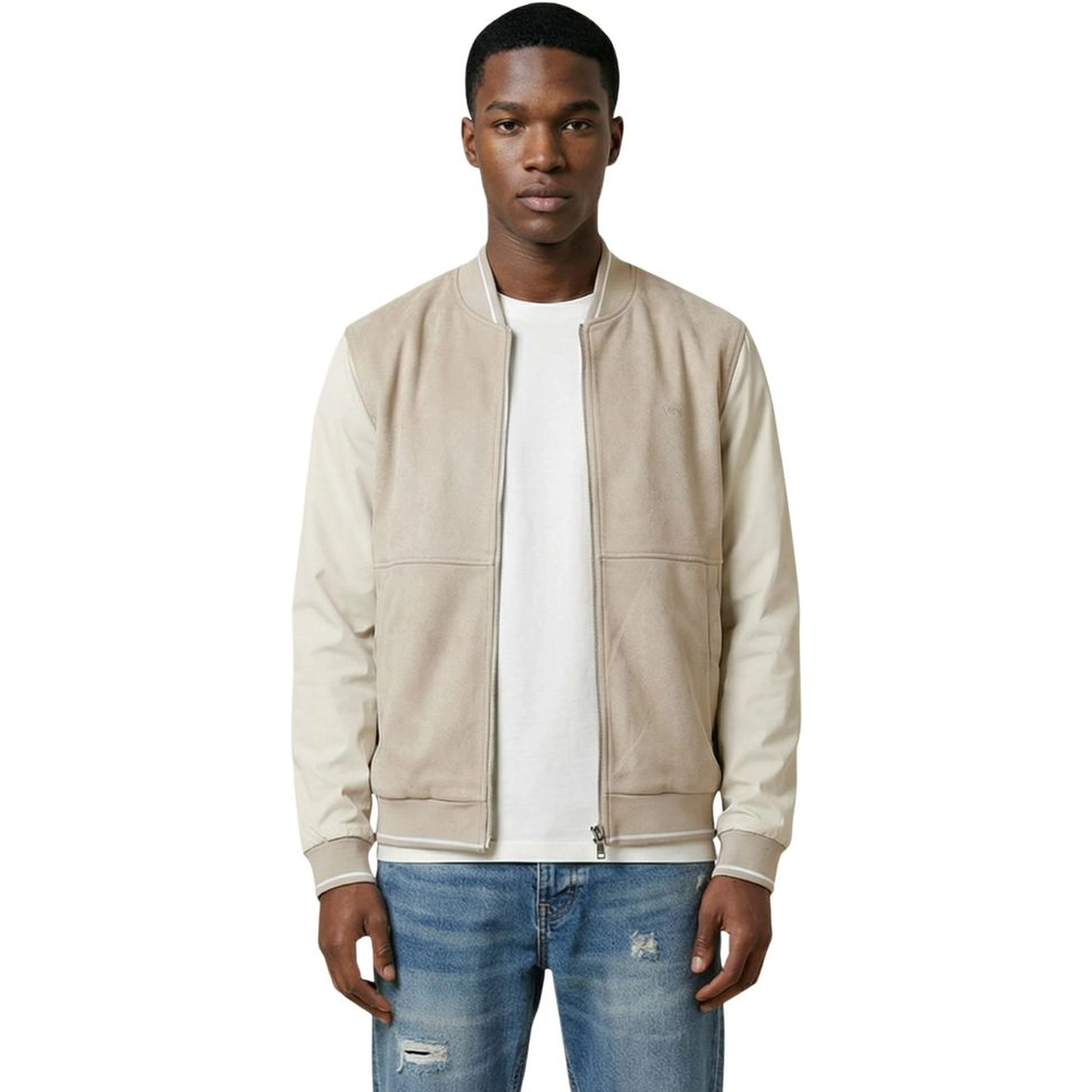 Beige Polyester Bomber