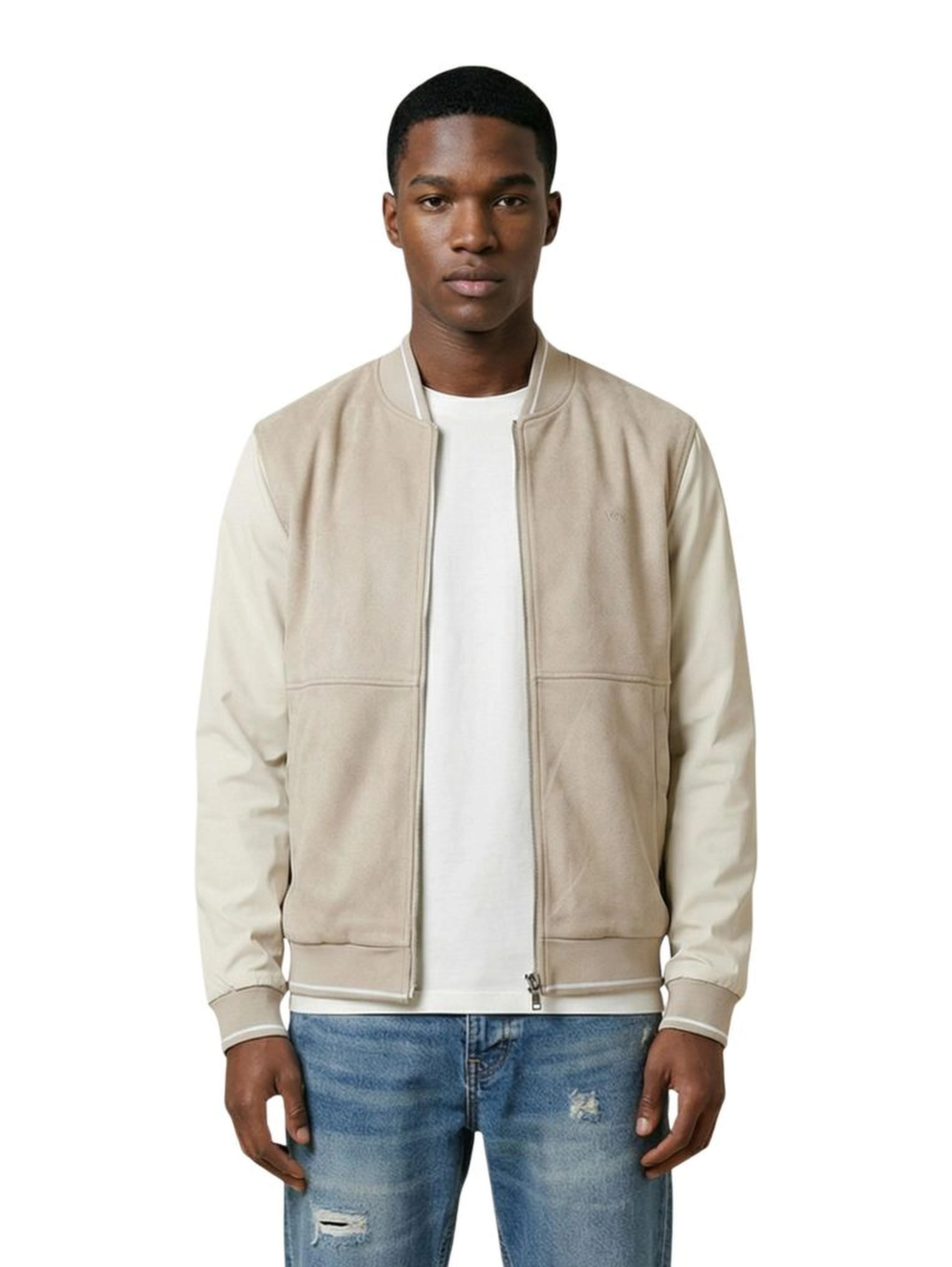 Beige Polyester Bomber