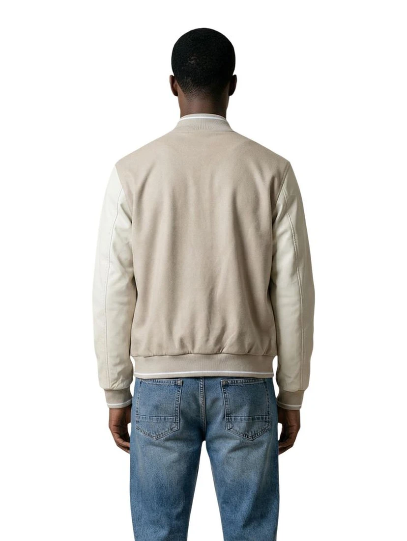Beige Polyester Bomber