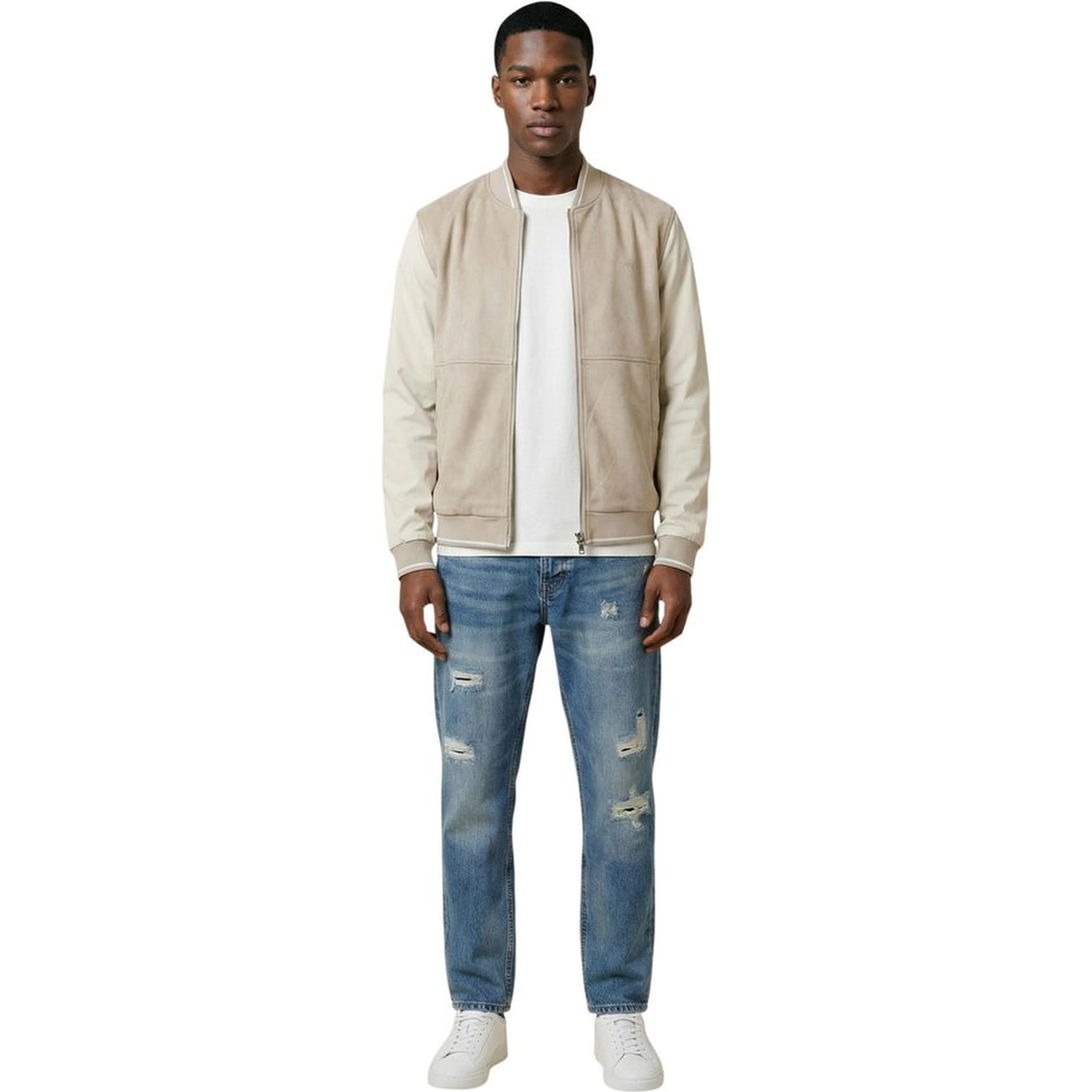 Beige Polyester Bomber