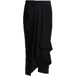 Draped crepe cady midi skirt