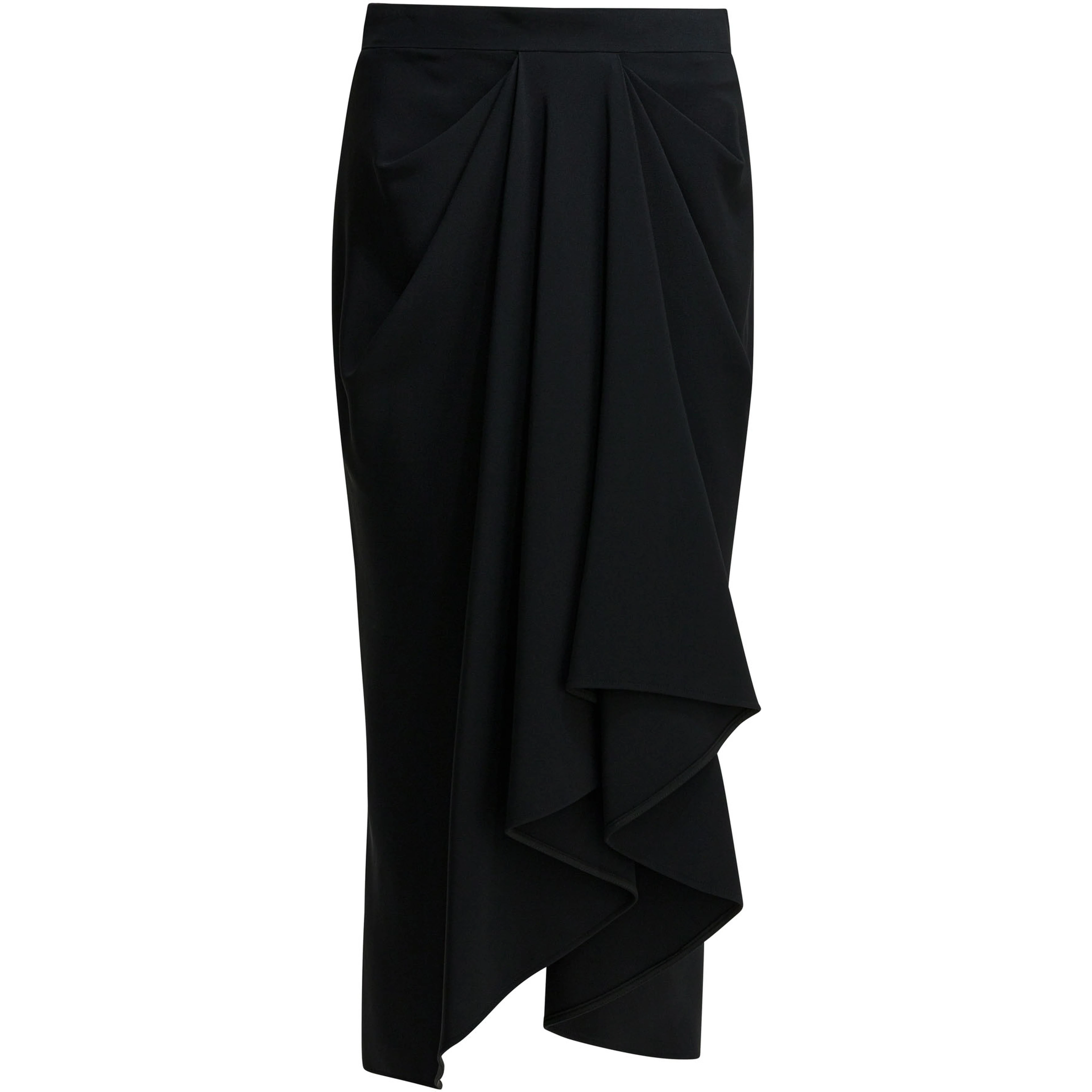 Draped crepe cady midi skirt