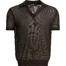 Silk blend buttonless polo shirt