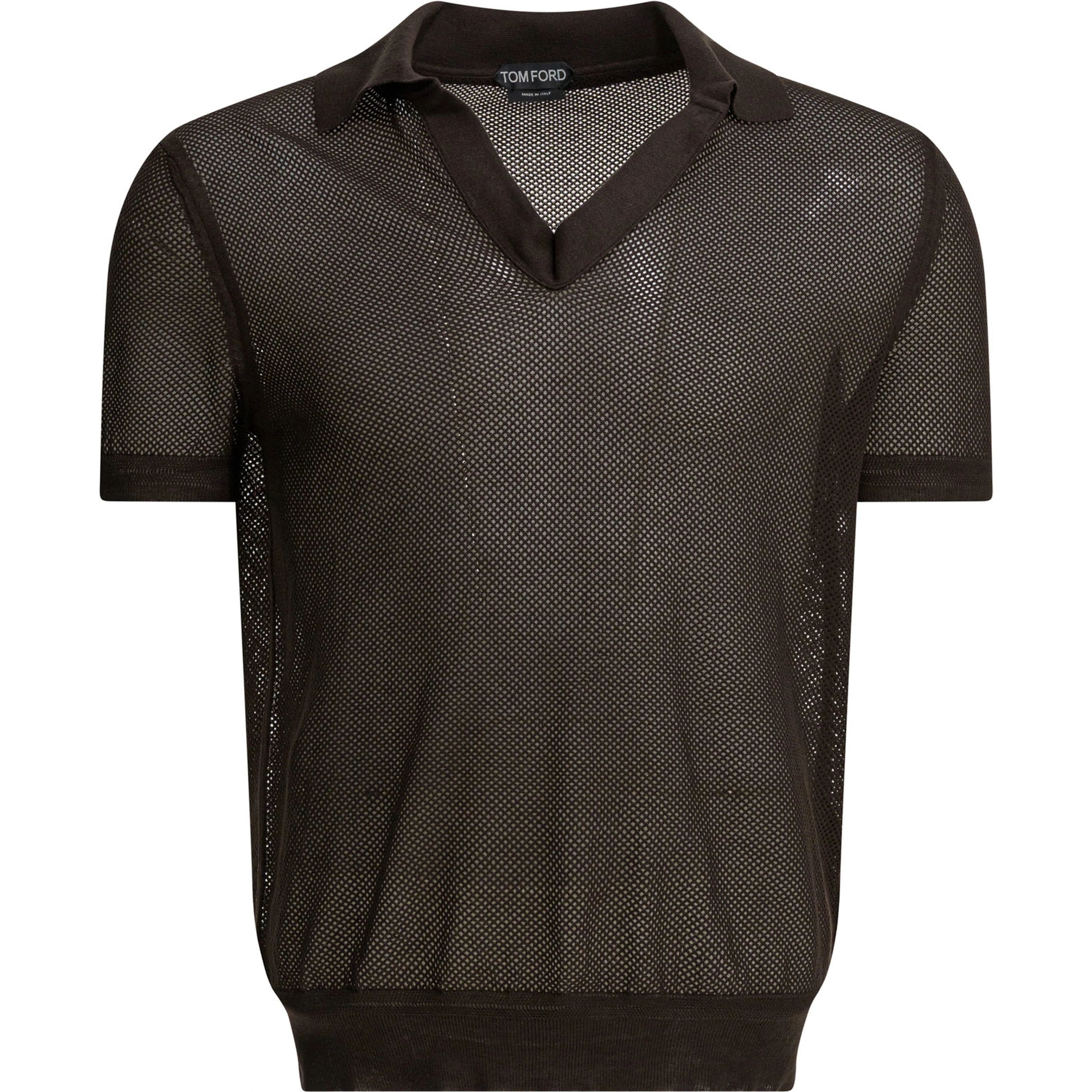 Silk blend buttonless polo shirt