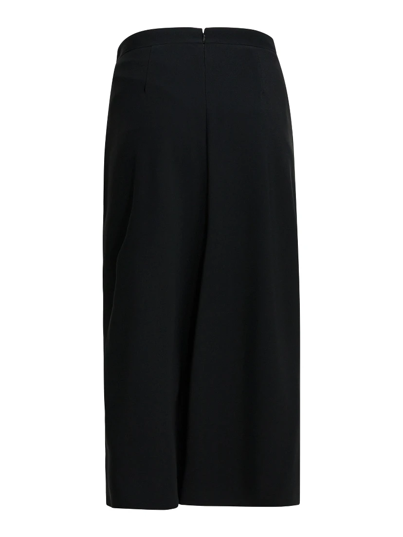 Draped crepe cady midi skirt