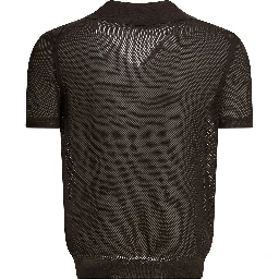 Silk blend buttonless polo shirt