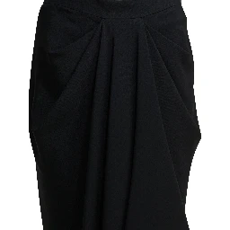 Draped crepe cady midi skirt