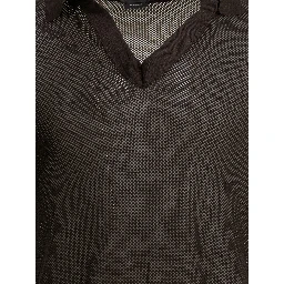 Silk blend buttonless polo shirt