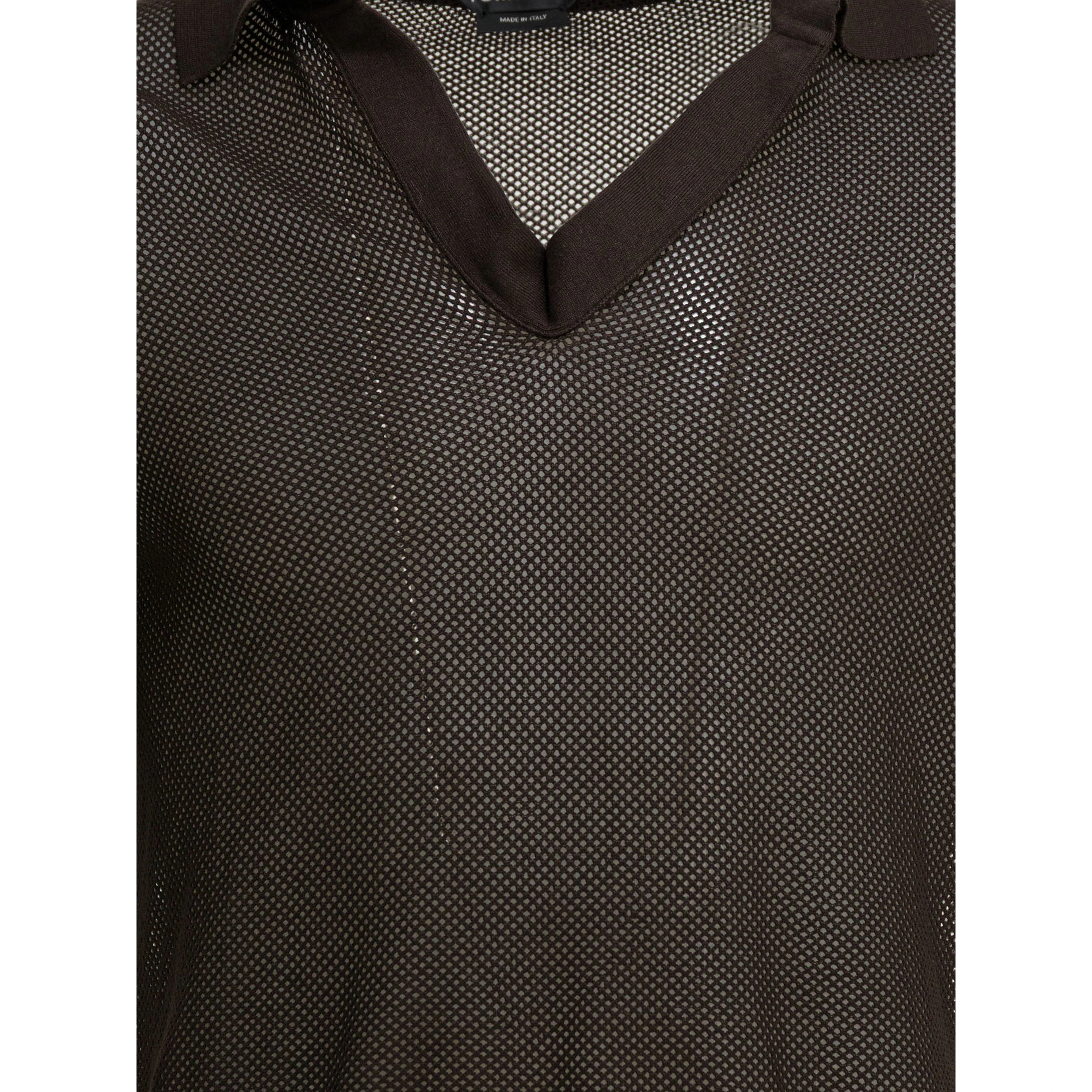 Silk blend buttonless polo shirt