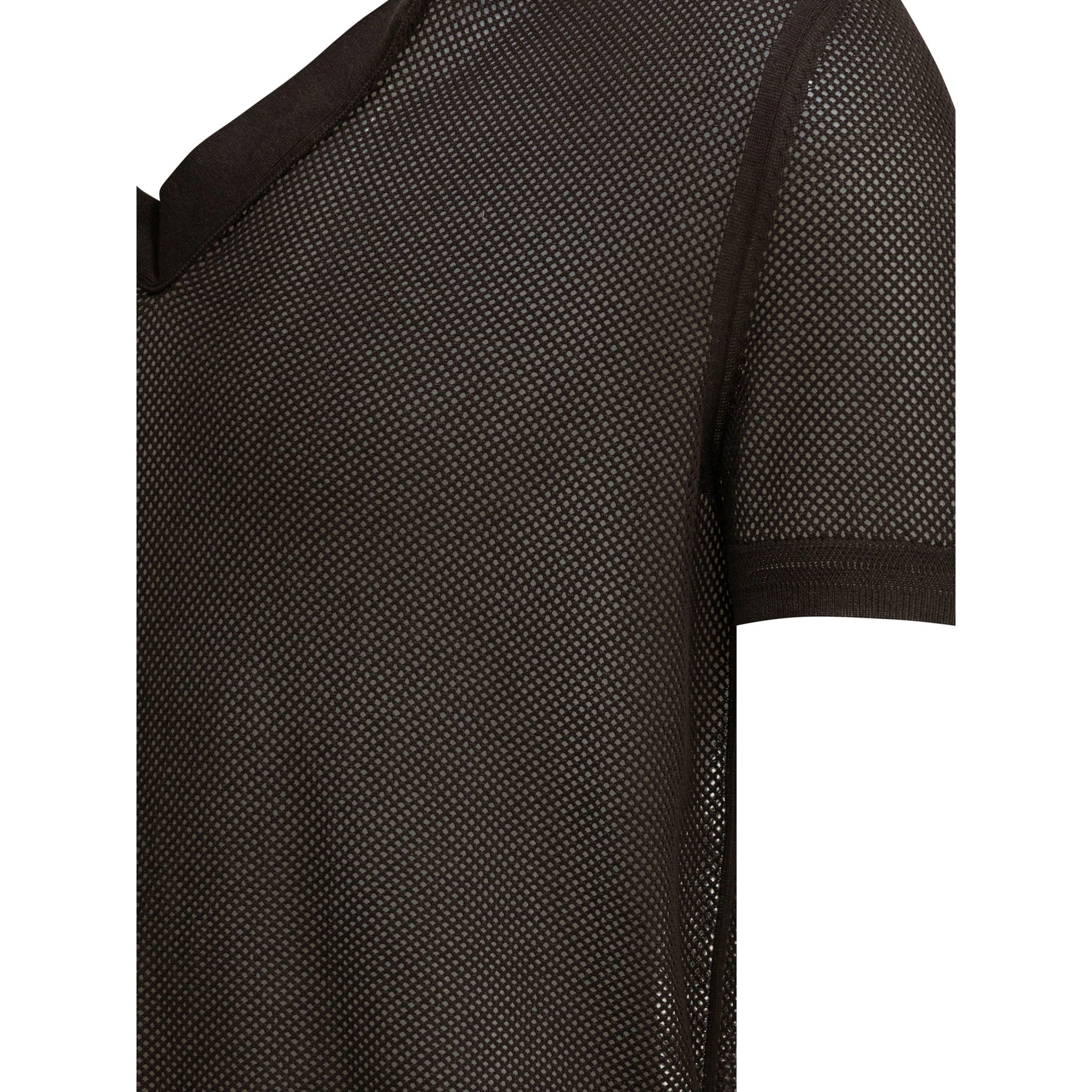 Silk blend buttonless polo shirt